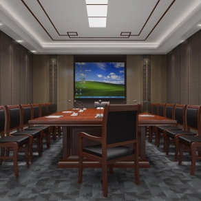 现代中式会议室3D模型下载